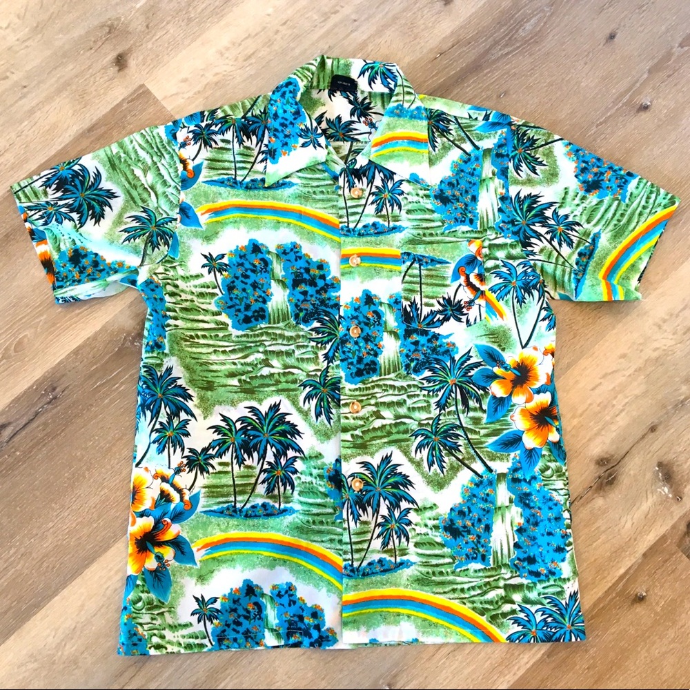 Vintage 70s Hawaiian Shirt - Rainbows